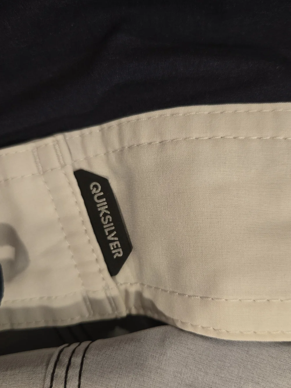 *Quiksilver* Orange, Light Blue & Navy Striped Board Shorts